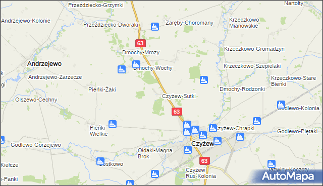 mapa Czyżew-Sutki, Czyżew-Sutki na mapie Targeo