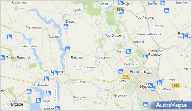 mapa Czyżewo gmina Rypin, Czyżewo gmina Rypin na mapie Targeo