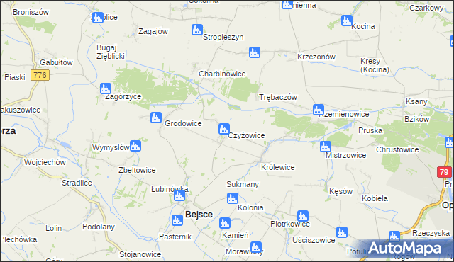 mapa Czyżowice gmina Bejsce, Czyżowice gmina Bejsce na mapie Targeo