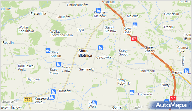 mapa Czyżówka gmina Stara Błotnica, Czyżówka gmina Stara Błotnica na mapie Targeo