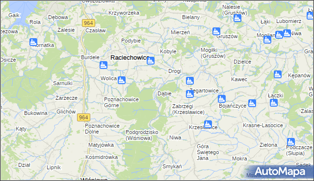 mapa Dąbie gmina Raciechowice, Dąbie gmina Raciechowice na mapie Targeo