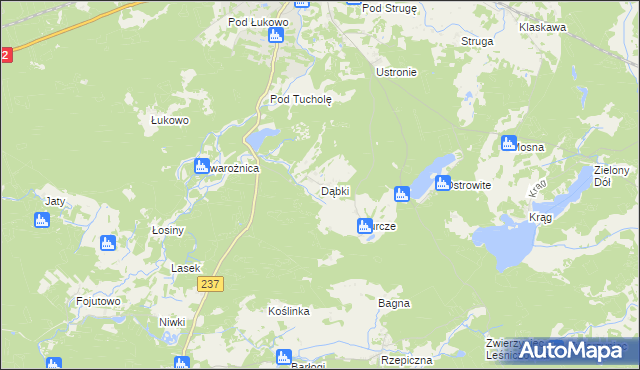 mapa Dąbki gmina Czersk, Dąbki gmina Czersk na mapie Targeo