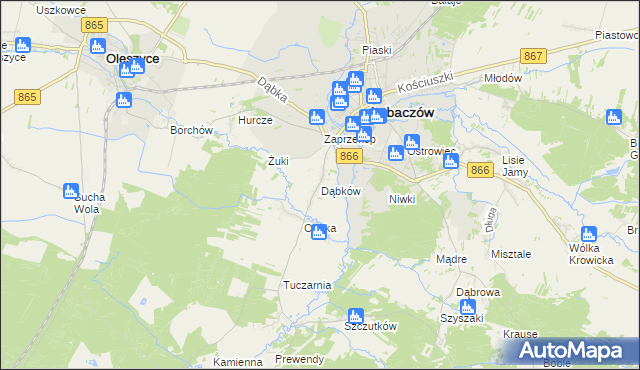 mapa Dąbków, Dąbków na mapie Targeo