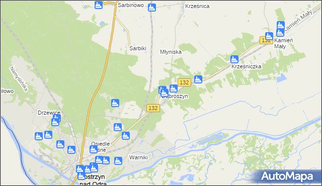 mapa Dąbroszyn gmina Witnica, Dąbroszyn gmina Witnica na mapie Targeo