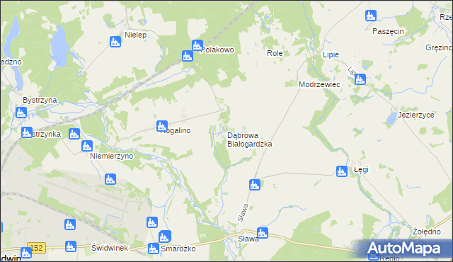 mapa Dąbrowa Białogardzka, Dąbrowa Białogardzka na mapie Targeo