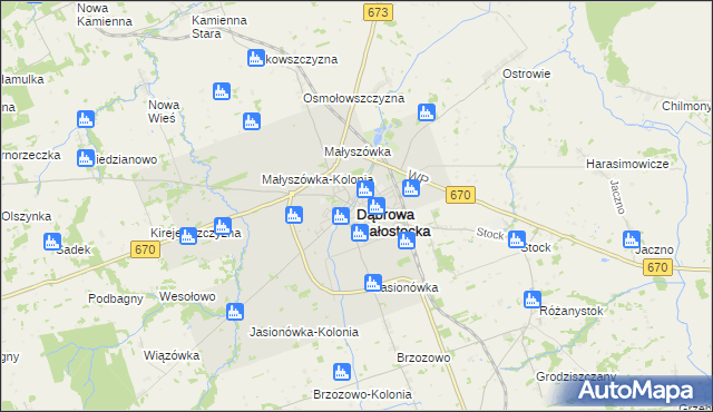 mapa Dąbrowa Białostocka, Dąbrowa Białostocka na mapie Targeo