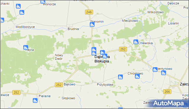 mapa Dąbrowa Biskupia, Dąbrowa Biskupia na mapie Targeo