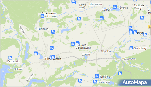 mapa Dąbrowa Człuchowska, Dąbrowa Człuchowska na mapie Targeo