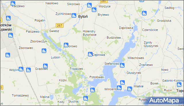 mapa Dąbrowa gmina Bytoń, Dąbrowa gmina Bytoń na mapie Targeo