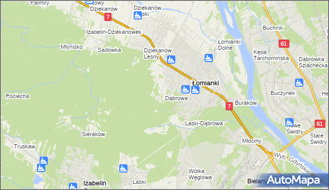 mapa Dąbrowa gmina Łomianki, Dąbrowa gmina Łomianki na mapie Targeo