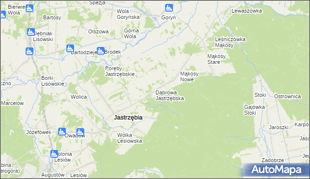 mapa Dąbrowa Jastrzębska, Dąbrowa Jastrzębska na mapie Targeo