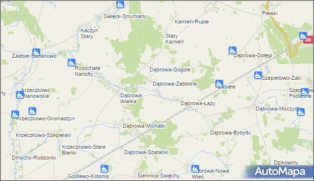 mapa Dąbrowa-Kaski, Dąbrowa-Kaski na mapie Targeo