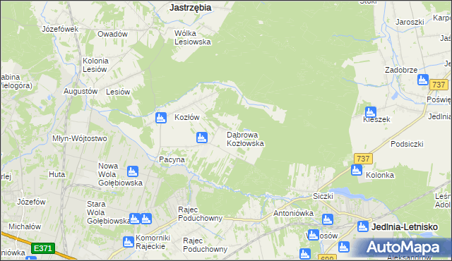 mapa Dąbrowa Kozłowska, Dąbrowa Kozłowska na mapie Targeo