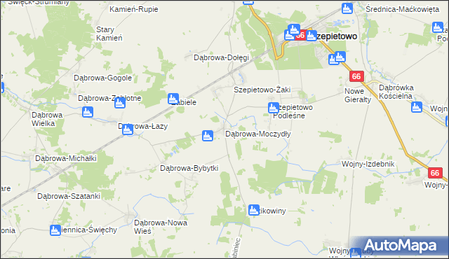 mapa Dąbrowa-Moczydły, Dąbrowa-Moczydły na mapie Targeo