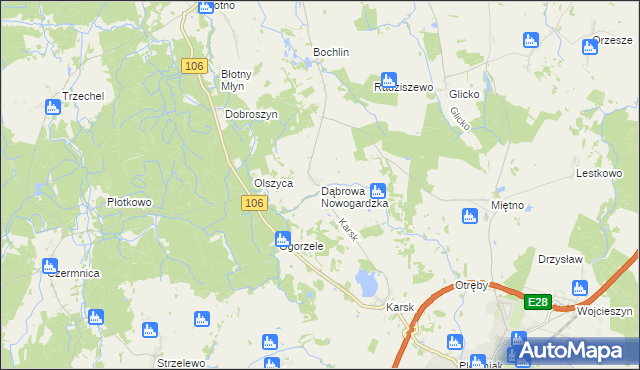 mapa Dąbrowa Nowogardzka, Dąbrowa Nowogardzka na mapie Targeo