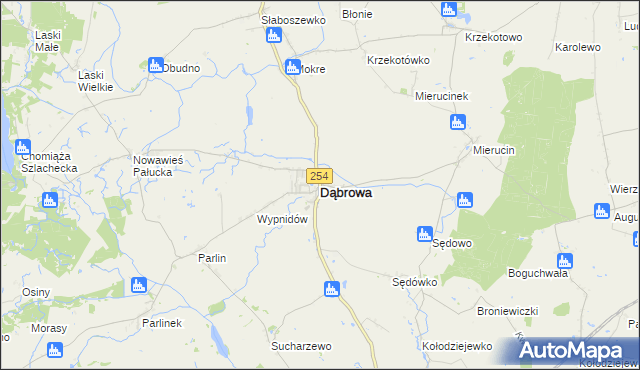 mapa Dąbrowa powiat mogileński, Dąbrowa powiat mogileński na mapie Targeo