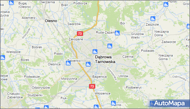 mapa Dąbrowa Tarnowska, Dąbrowa Tarnowska na mapie Targeo