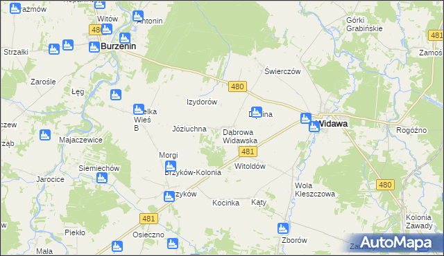 mapa Dąbrowa Widawska, Dąbrowa Widawska na mapie Targeo