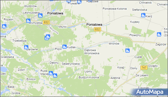 mapa Dąbrowa Wronowska, Dąbrowa Wronowska na mapie Targeo