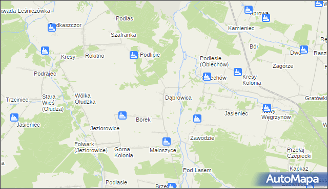 mapa Dąbrowica gmina Słupia, Dąbrowica gmina Słupia na mapie Targeo