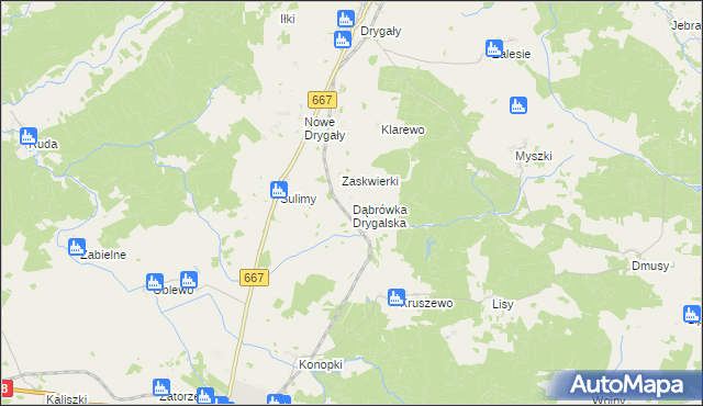 mapa Dąbrówka Drygalska, Dąbrówka Drygalska na mapie Targeo