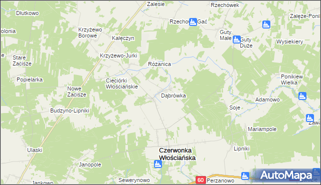 mapa Dąbrówka gmina Czerwonka, Dąbrówka gmina Czerwonka na mapie Targeo