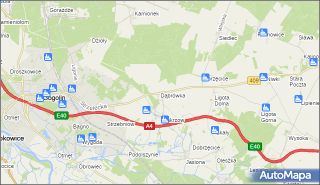 mapa Dąbrówka gmina Gogolin, Dąbrówka gmina Gogolin na mapie Targeo