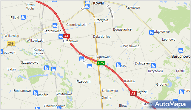 mapa Dąbrówka gmina Kowal, Dąbrówka gmina Kowal na mapie Targeo