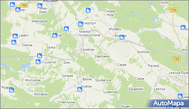 mapa Dąbrówka gmina Krasocin, Dąbrówka gmina Krasocin na mapie Targeo