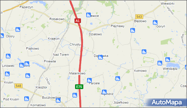 mapa Dąbrówka gmina Płużnica, Dąbrówka gmina Płużnica na mapie Targeo