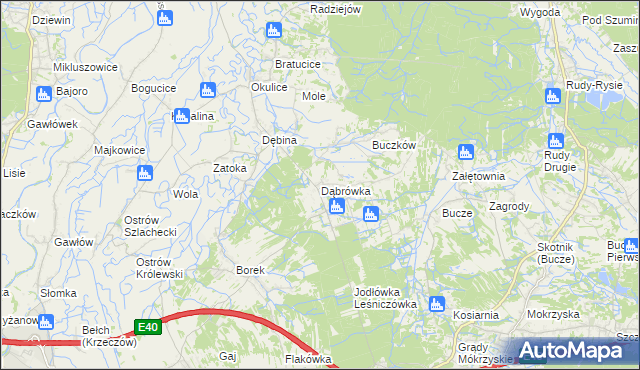 mapa Dąbrówka gmina Rzezawa, Dąbrówka gmina Rzezawa na mapie Targeo