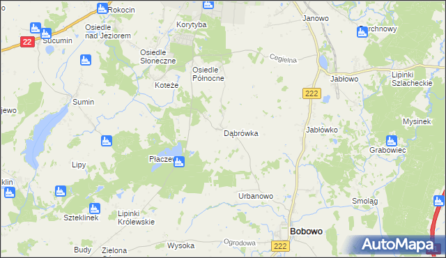 mapa Dąbrówka gmina Starogard Gdański, Dąbrówka gmina Starogard Gdański na mapie Targeo