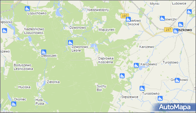 mapa Dąbrówka Kościelna gmina Kiszkowo, Dąbrówka Kościelna gmina Kiszkowo na mapie Targeo