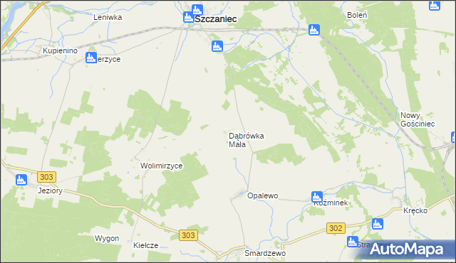 mapa Dąbrówka Mała gmina Szczaniec, Dąbrówka Mała gmina Szczaniec na mapie Targeo