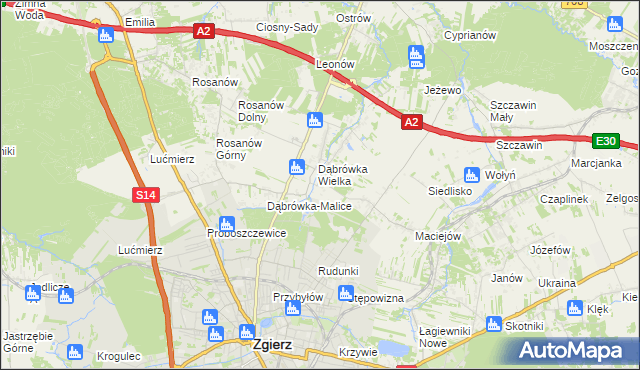 mapa Dąbrówka-Sowice, Dąbrówka-Sowice na mapie Targeo