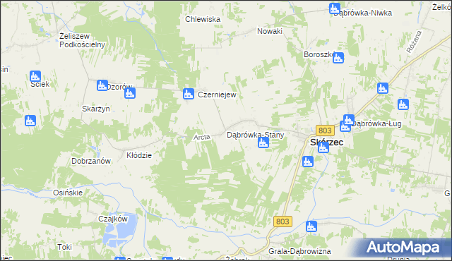 mapa Dąbrówka-Stany, Dąbrówka-Stany na mapie Targeo