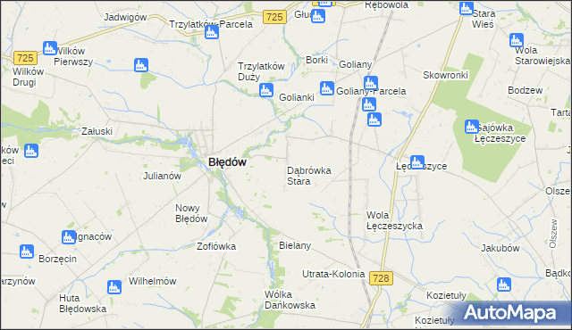 mapa Dąbrówka Stara, Dąbrówka Stara na mapie Targeo