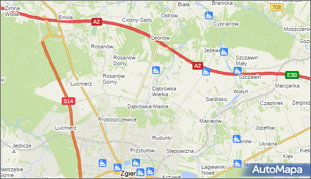 mapa Dąbrówka-Strumiany, Dąbrówka-Strumiany na mapie Targeo