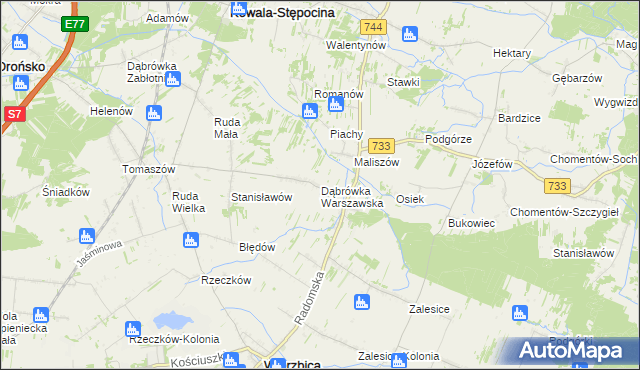 mapa Dąbrówka Warszawska, Dąbrówka Warszawska na mapie Targeo