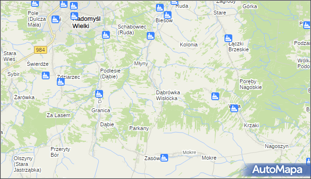 mapa Dąbrówka Wisłocka, Dąbrówka Wisłocka na mapie Targeo