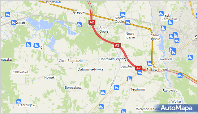 mapa Dąbrówka-Wyłazy, Dąbrówka-Wyłazy na mapie Targeo