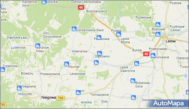 mapa Dąbrowno gmina Niegowa, Dąbrowno gmina Niegowa na mapie Targeo