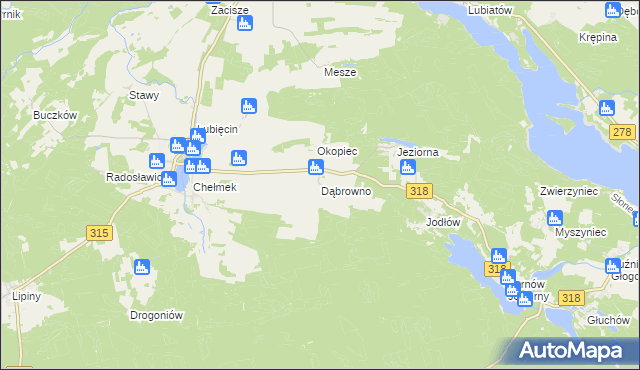 mapa Dąbrowno gmina Nowa Sól, Dąbrowno gmina Nowa Sól na mapie Targeo