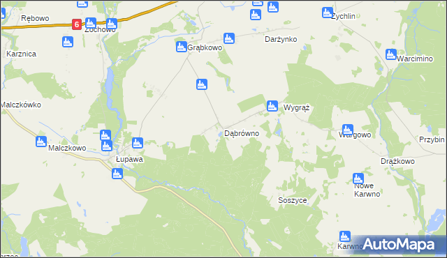mapa Dąbrówno gmina Potęgowo, Dąbrówno gmina Potęgowo na mapie Targeo
