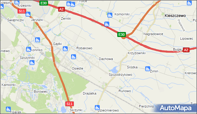 mapa Dachowa gmina Kórnik, Dachowa gmina Kórnik na mapie Targeo