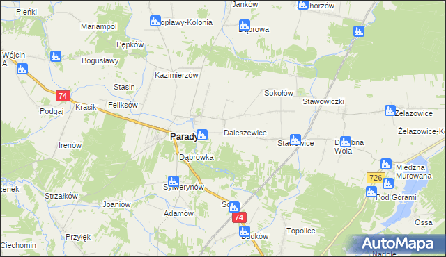 mapa Daleszewice, Daleszewice na mapie Targeo