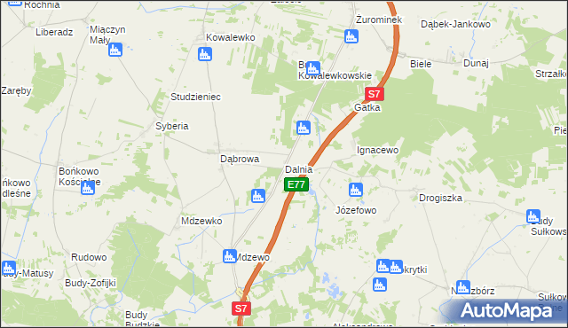 mapa Dalnia gmina Strzegowo, Dalnia gmina Strzegowo na mapie Targeo