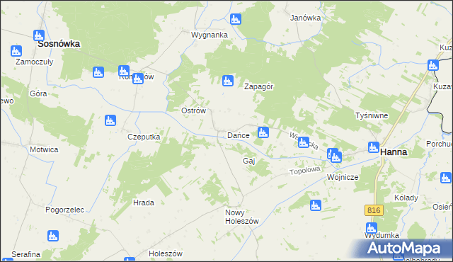 mapa Dańce, Dańce na mapie Targeo