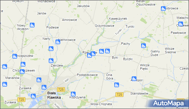 mapa Dańków gmina Biała Rawska, Dańków gmina Biała Rawska na mapie Targeo