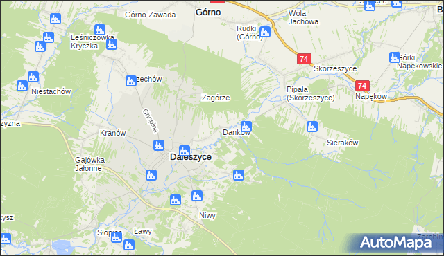 mapa Danków gmina Daleszyce, Danków gmina Daleszyce na mapie Targeo